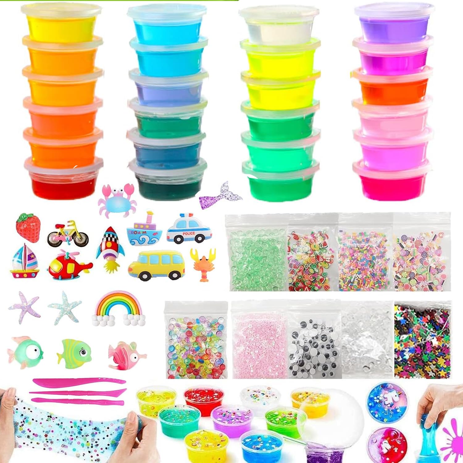 Amazon.co.jp: La Gacela スライムキット 24個水晶粘土 金魚鉢ビーズ